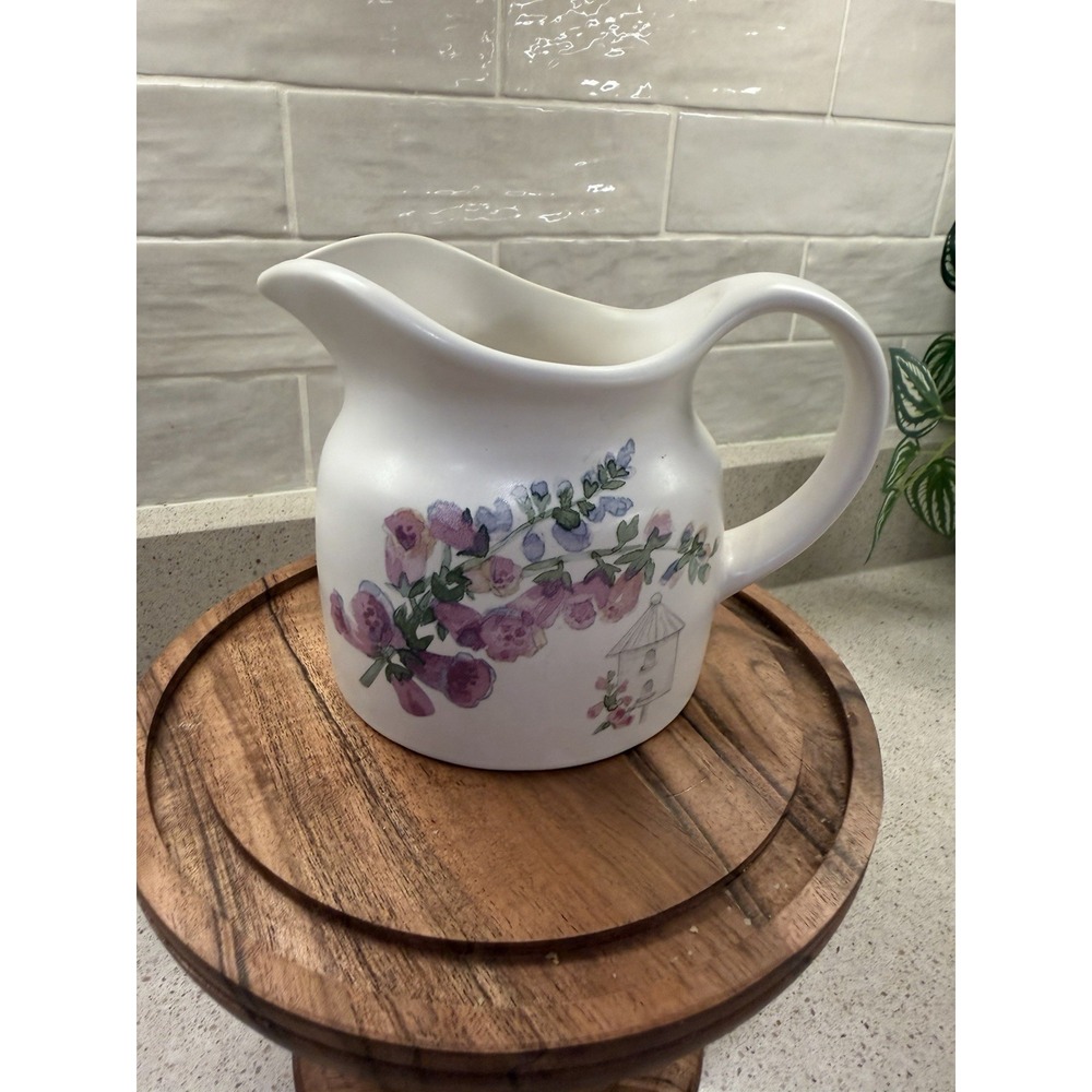 Pfaltzgraff Cape May Small Pitcher Creamer Floral Birdhouse Discontinue USA VTG